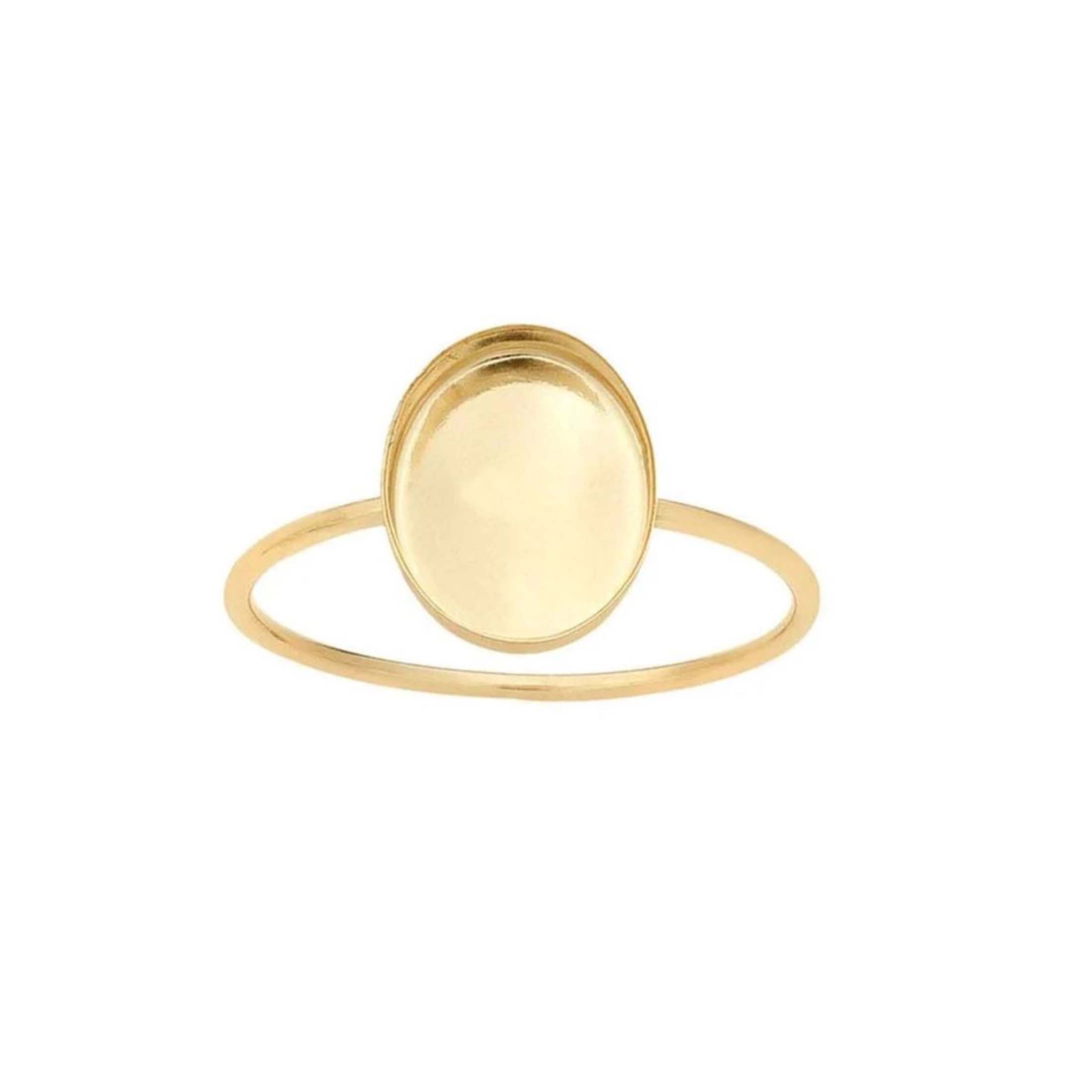 925 Sterling Silver Oval 18k gold plated Ring