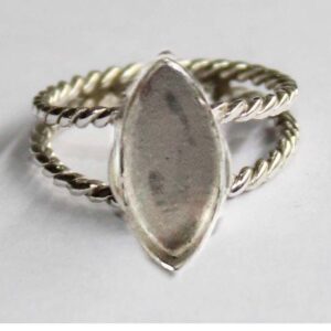 925 Sterling Silver Marquise Rope double Ring band Ring