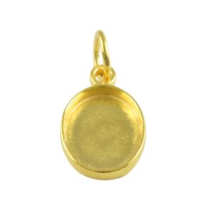 925 Sterling Silver Oval 18k gold plated Pendant