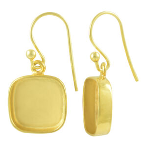 925 Sterling Silver Cushion 18k gold plated Earring