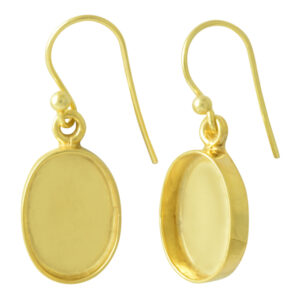 925 Sterling Silver Oval 18k Gold plated Earring