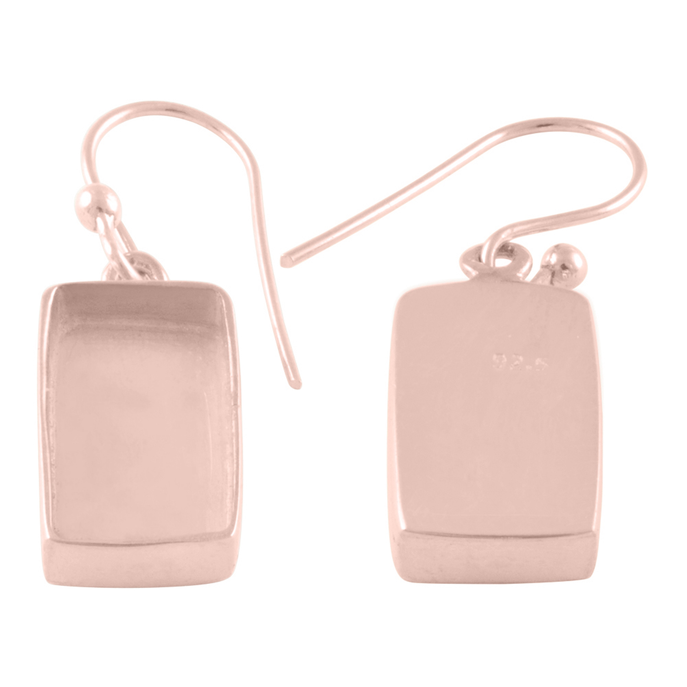 925 Sterling Silver Rectangle 18k Rose Gold plated Earring