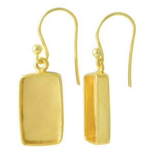 925 Sterling Silver Rectangle 18k Gold plated Earring