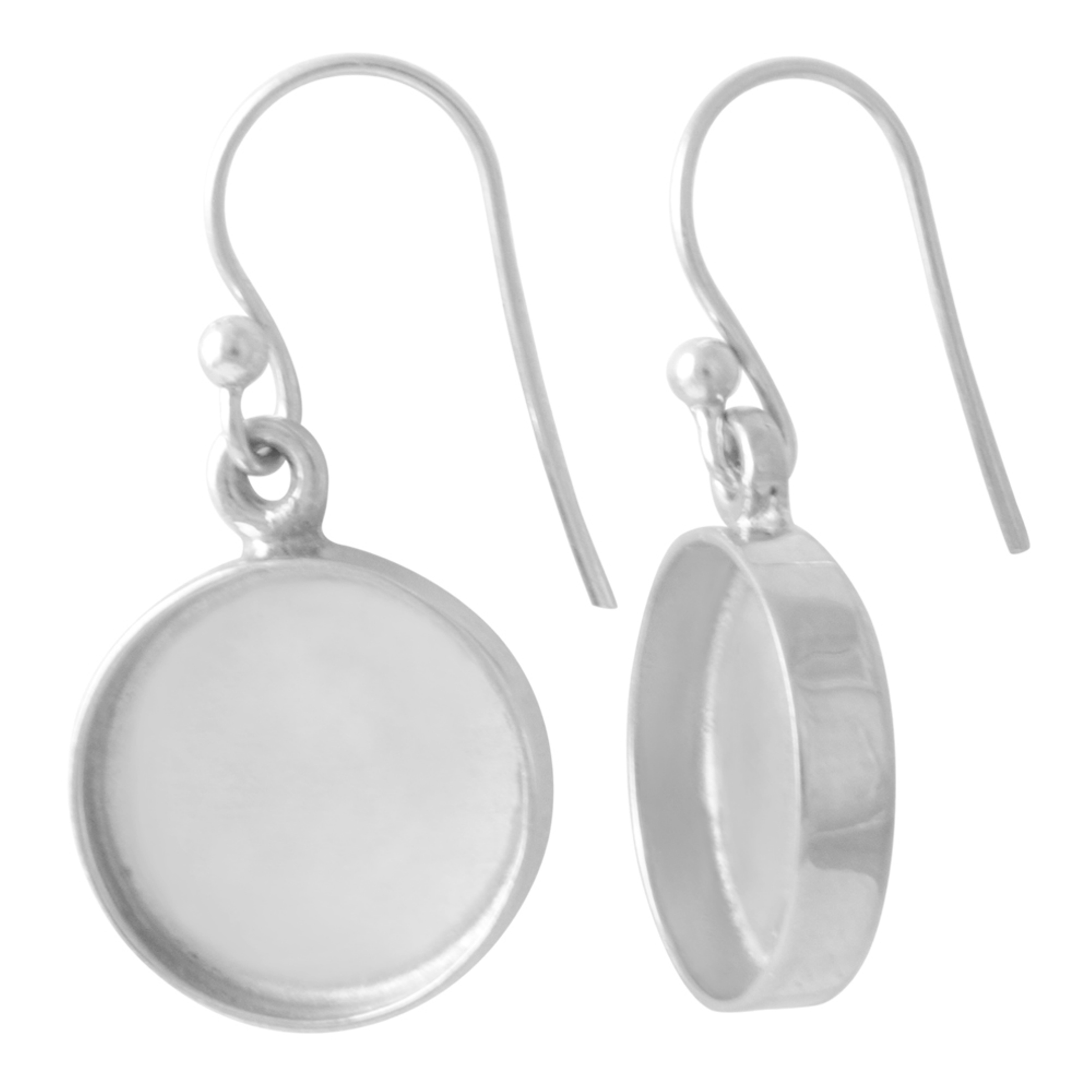 925 Sterling Silver Round Blank Earring
