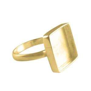 925 Sterling Silver Square 18k gold plated Ring