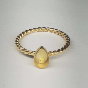 925 Sterling Silver Pear Rope 18k gold plated Ring