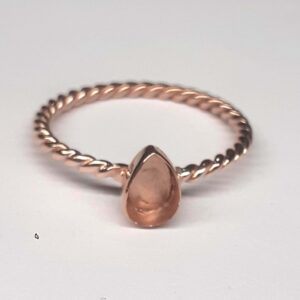 925 Sterling Silver Pear Rope 18k Rose gold plated Ring