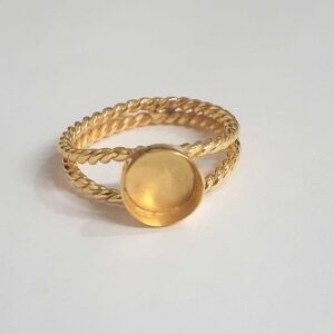 925 Silver 18k gold plated Round Rope double band Ring
