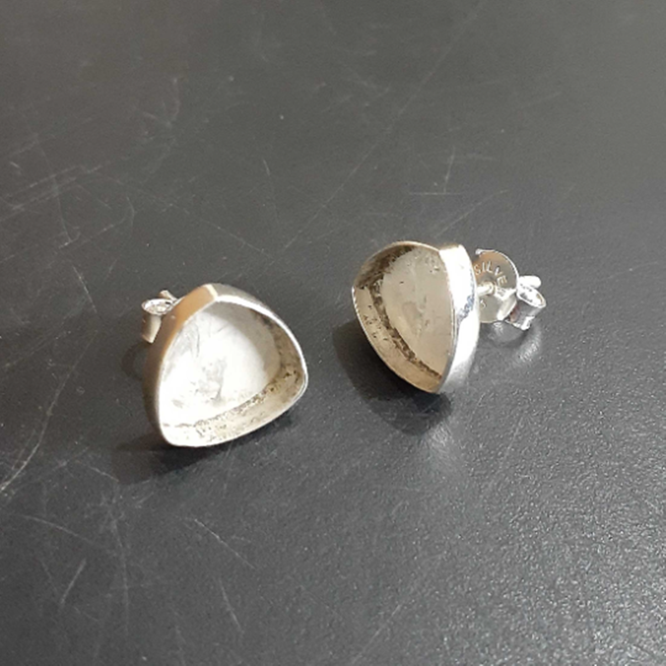 925 sterling silver Trillion Stud Earring