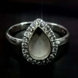 925 Sterling Silver CZ Pear Plain Ring Band Ring