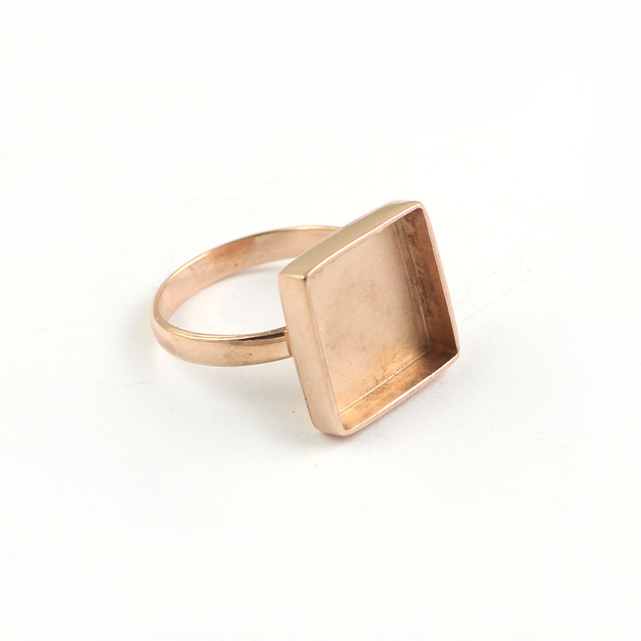 925 Silver Square 18k Rose gold plated Ring