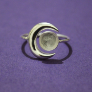 925 Sterling Silver Half Moon Round Ring